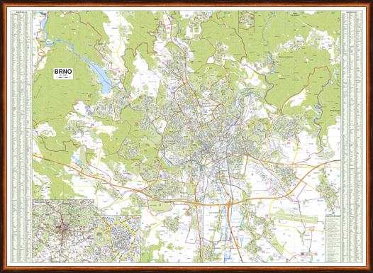 Nástěnná mapa Brno velká