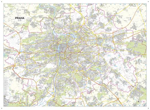 Nástěnná mapa Praha velká