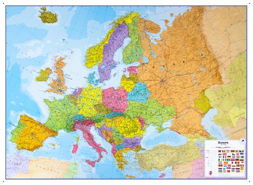 Nástěnná mapa OBŘÍ EVROPA 2. jakost