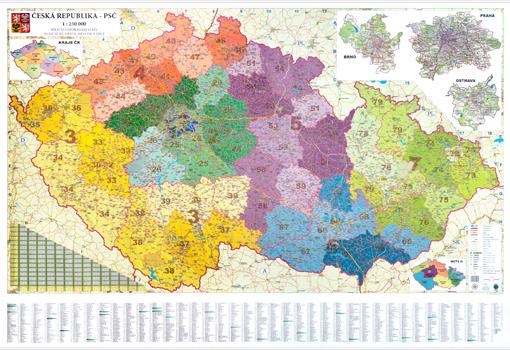 Nástěnná mapa PSČ České republiky EX250