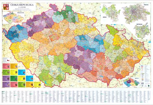 Administrativní nástěnná mapa krajů ČR EX250