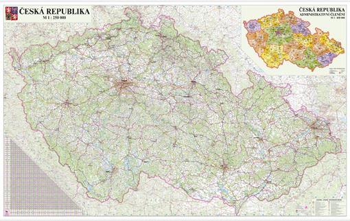 Silniční nástěnná mapa ČR PF250