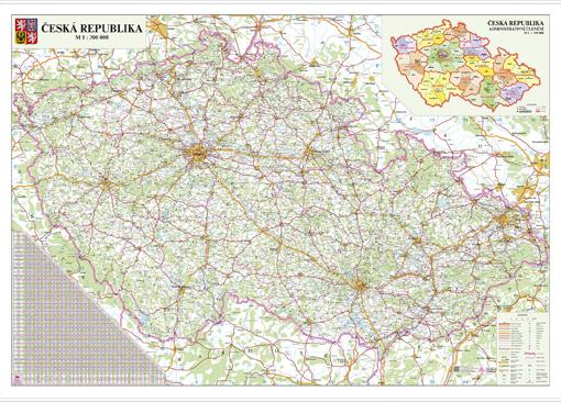 Silniční nástěnná mapa ČR PF300
