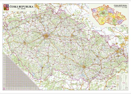 Silniční nástěnná mapa ČR PF300