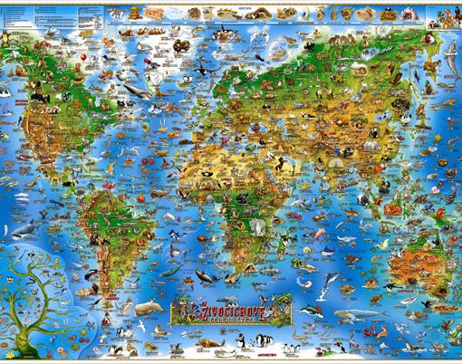 Dětská nástěnná mapa Živočichové světa SL