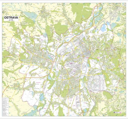 Nástěnná mapa Ostrava velká