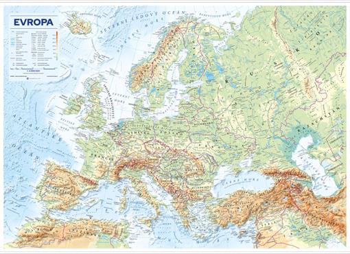 Zeměpisná nástěnná mapa Evropy v češtině EX4500
