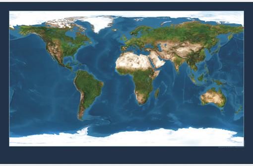 Satelitní nástěnná mapa světa oboustranná
