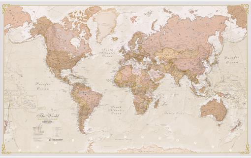 Politická nástěnná mapa světa Antique 