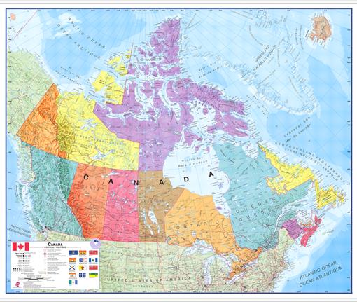 Politická nástěnná mapa Kanady