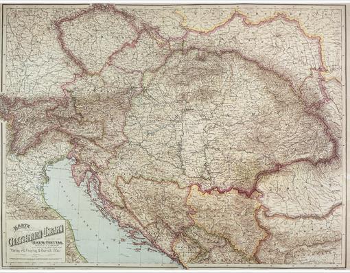 Historická nástěnná mapa Rakousko-Uherska velká