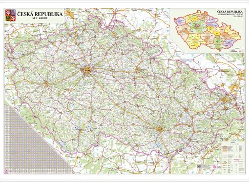 Silniční nástěnná mapa ČR PF400