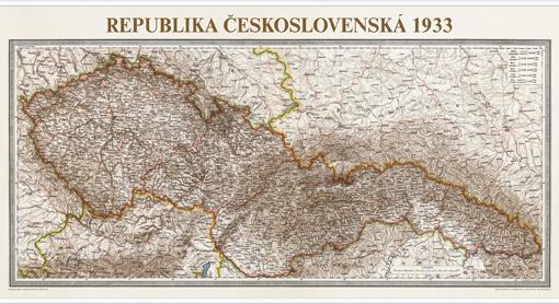 Historická nástěnná mapa Československo r. 1933
