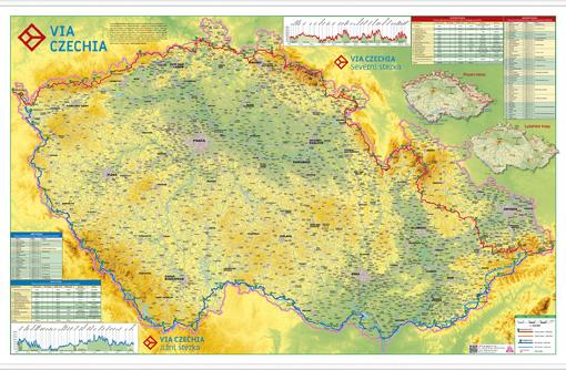 Zeměpisná mapa ČR Via Czechia – dvě stezky – 2. jakost