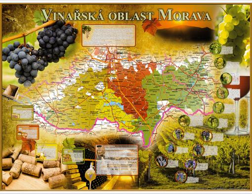 Vinařská nástěnná mapa Moravy