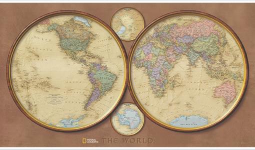 Politická nástěnná mapa světa Hemispheres NG