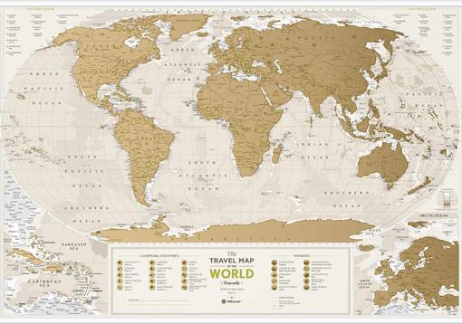 Stírací mapa světa Travel Map Geography World