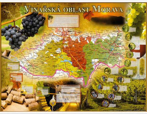Vinařská nástěnná mapa Moravy