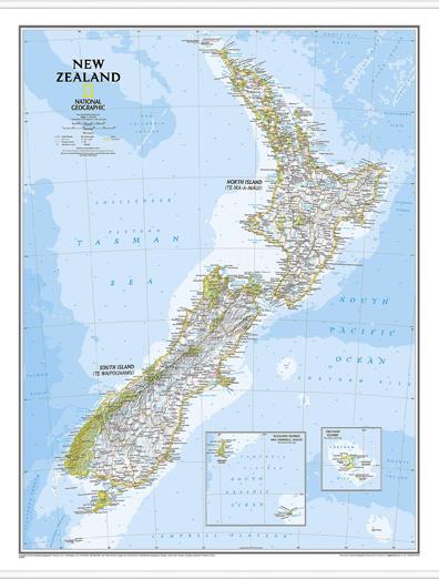 Nástěnná mapa Nového Zélandu