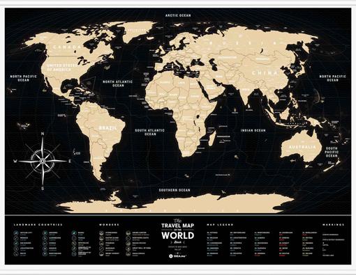 Stírací mapa světa Travel Map Black World