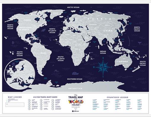 Stírací mapa světa Travel Map Holiday World