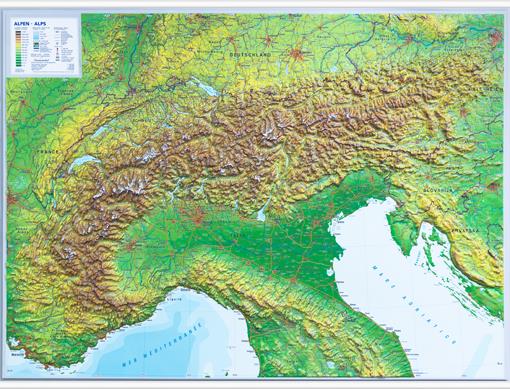 Plastická mapa Alpy