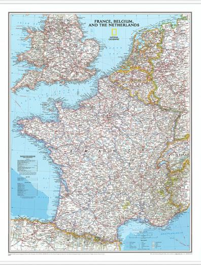 Nástěnná mapa Francie, Belgie a Nizozemí