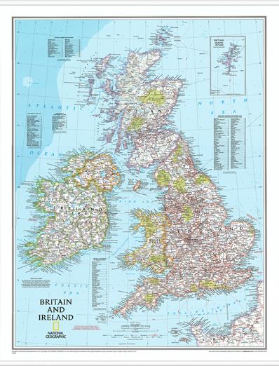 Nástěnná mapa Velké Británie a Irska