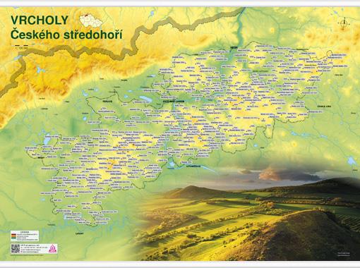 Stírací nástěnná mapa vrcholů Českého středohoří