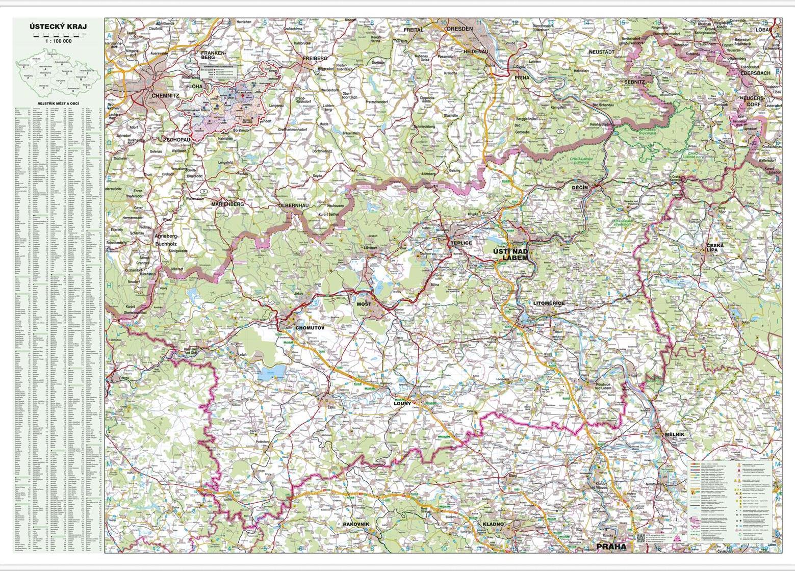 Nástěnná mapa Ústecký kraj (PF)