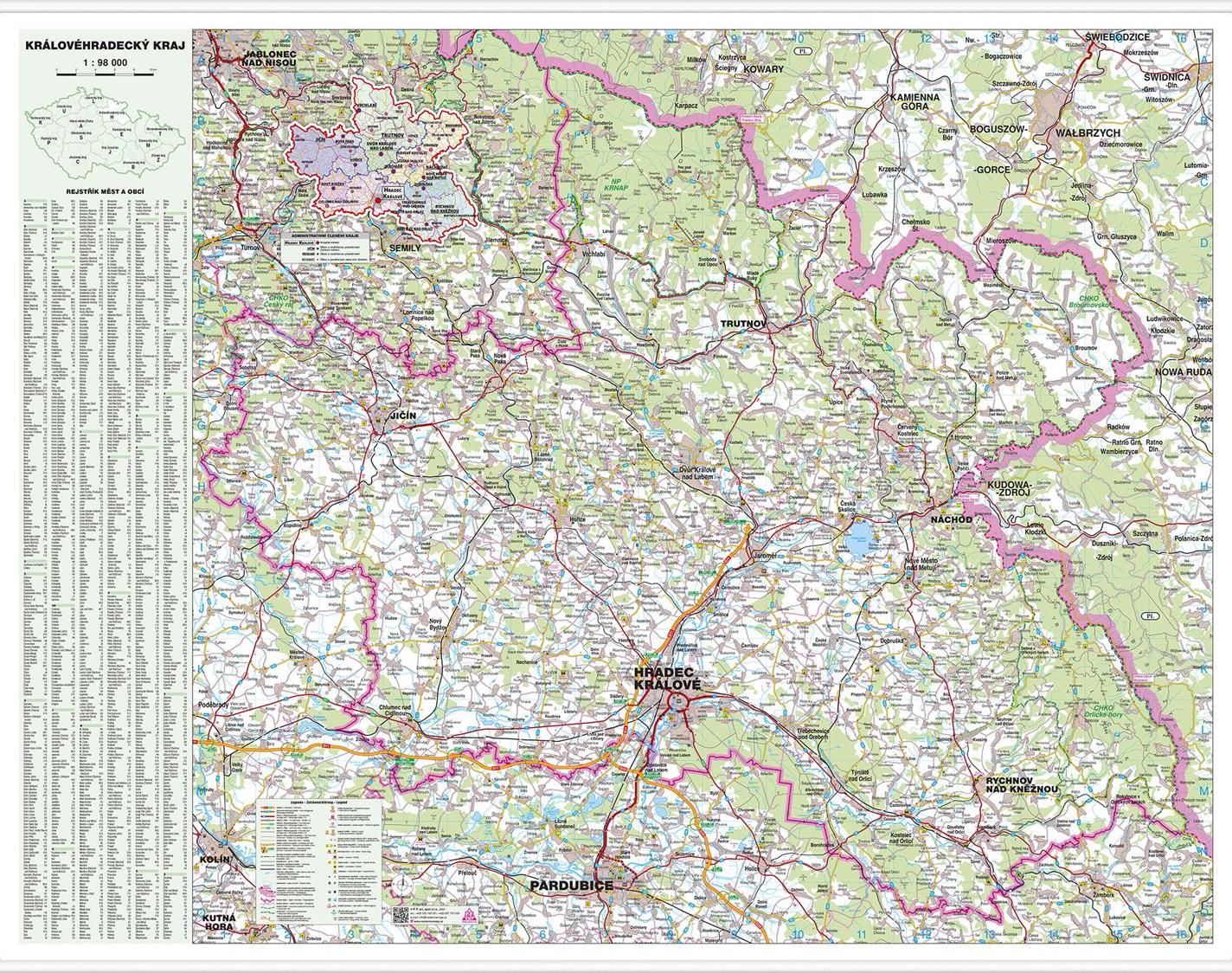 Nástěnná mapa Královéhradecký kraj (PF)