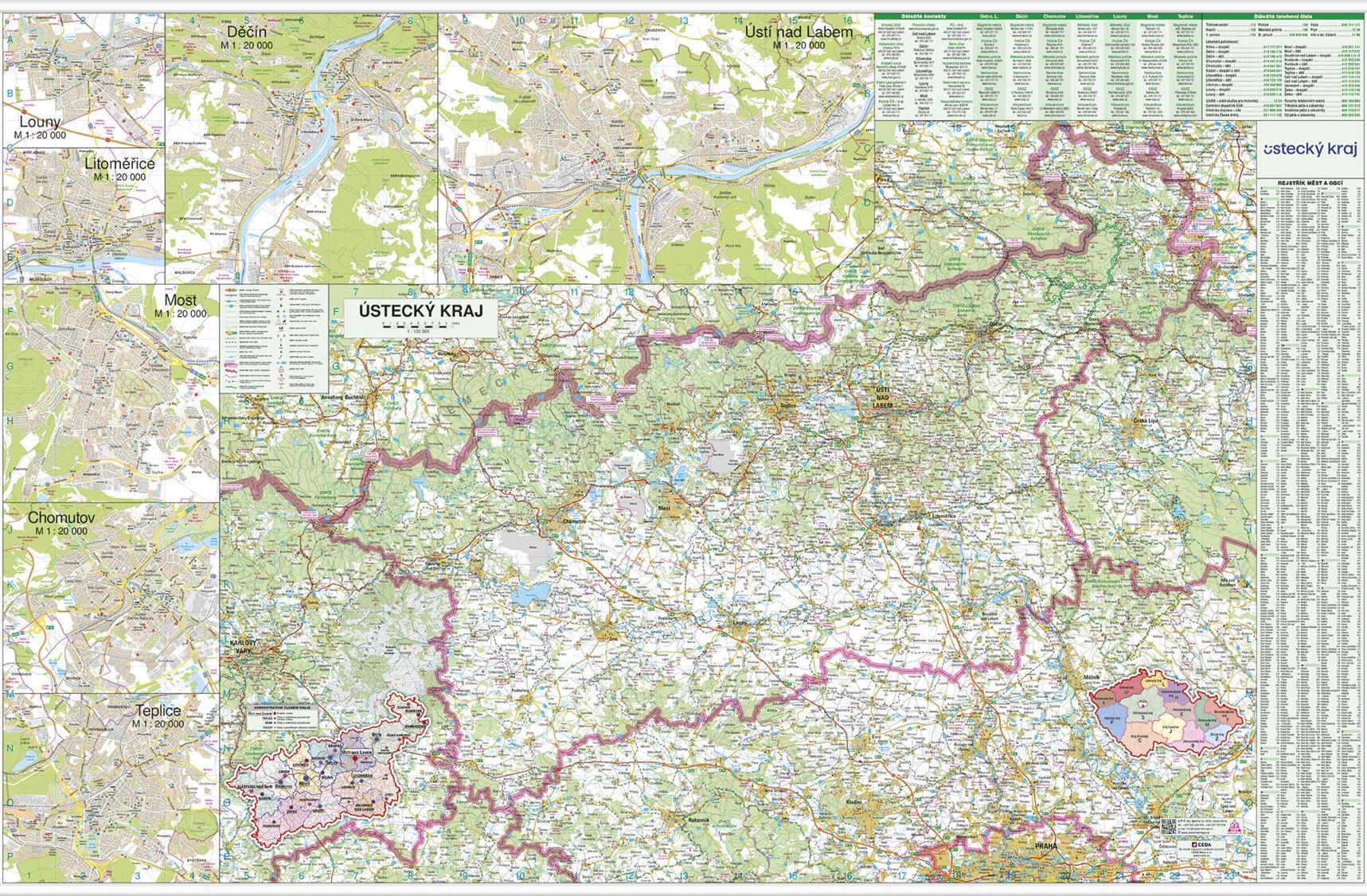 Nástěnná mapa Ústecký kraj PF130