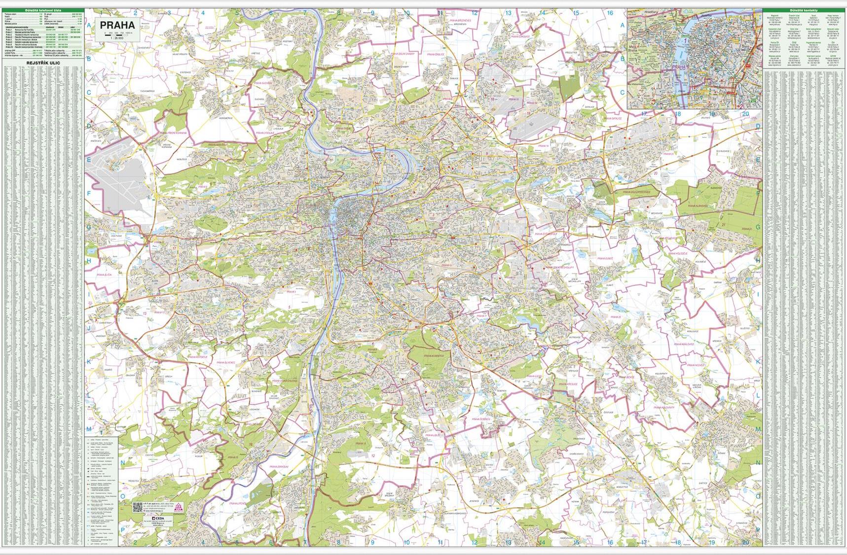 Nástěnná mapa Praha
