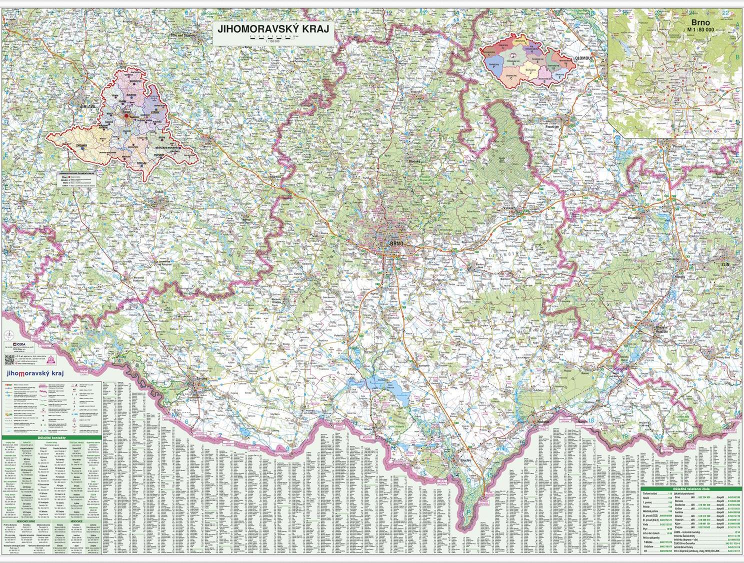 Nástěnná mapa Jihomoravský kraj PF130
