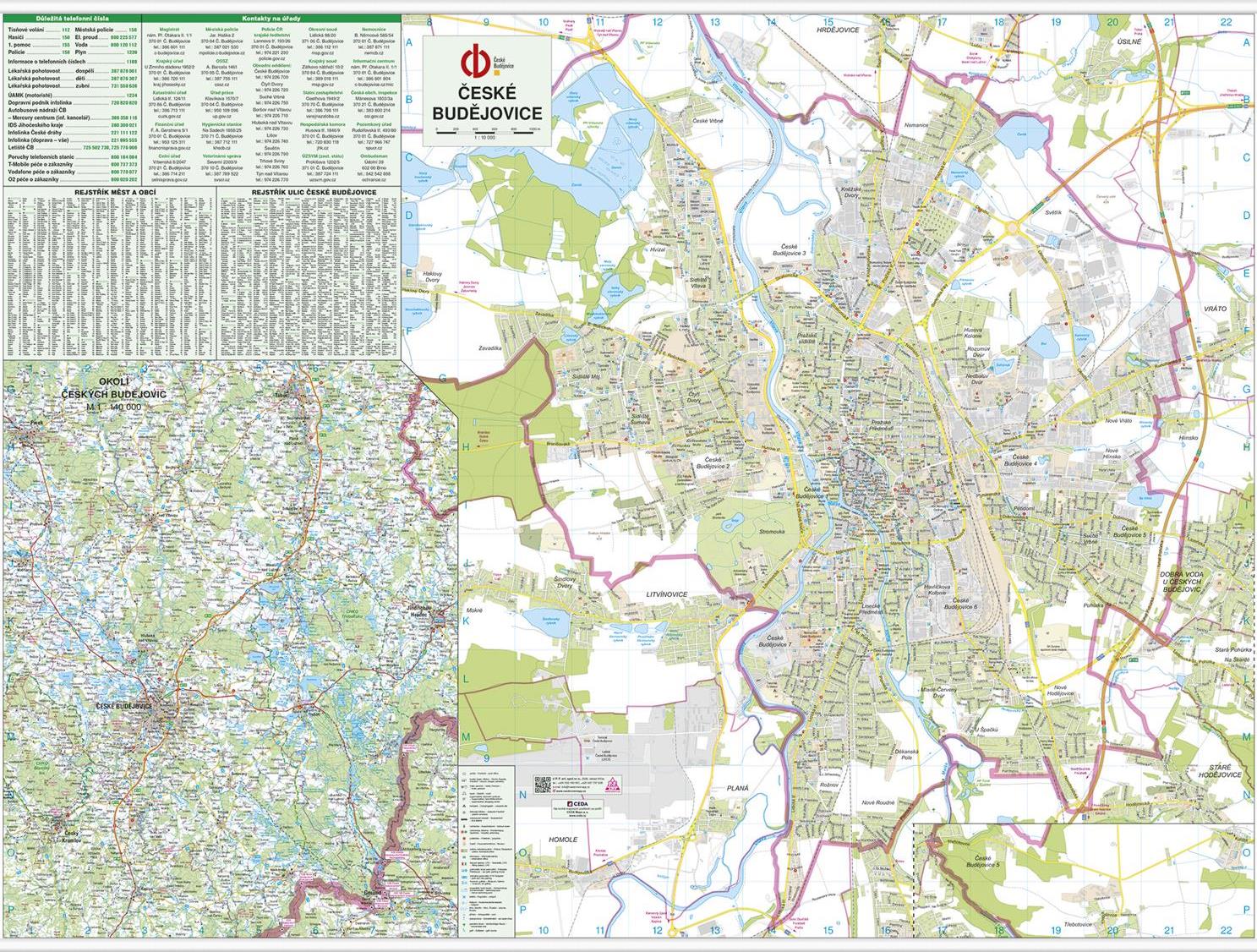 Nástěnná mapa České Budějovice 