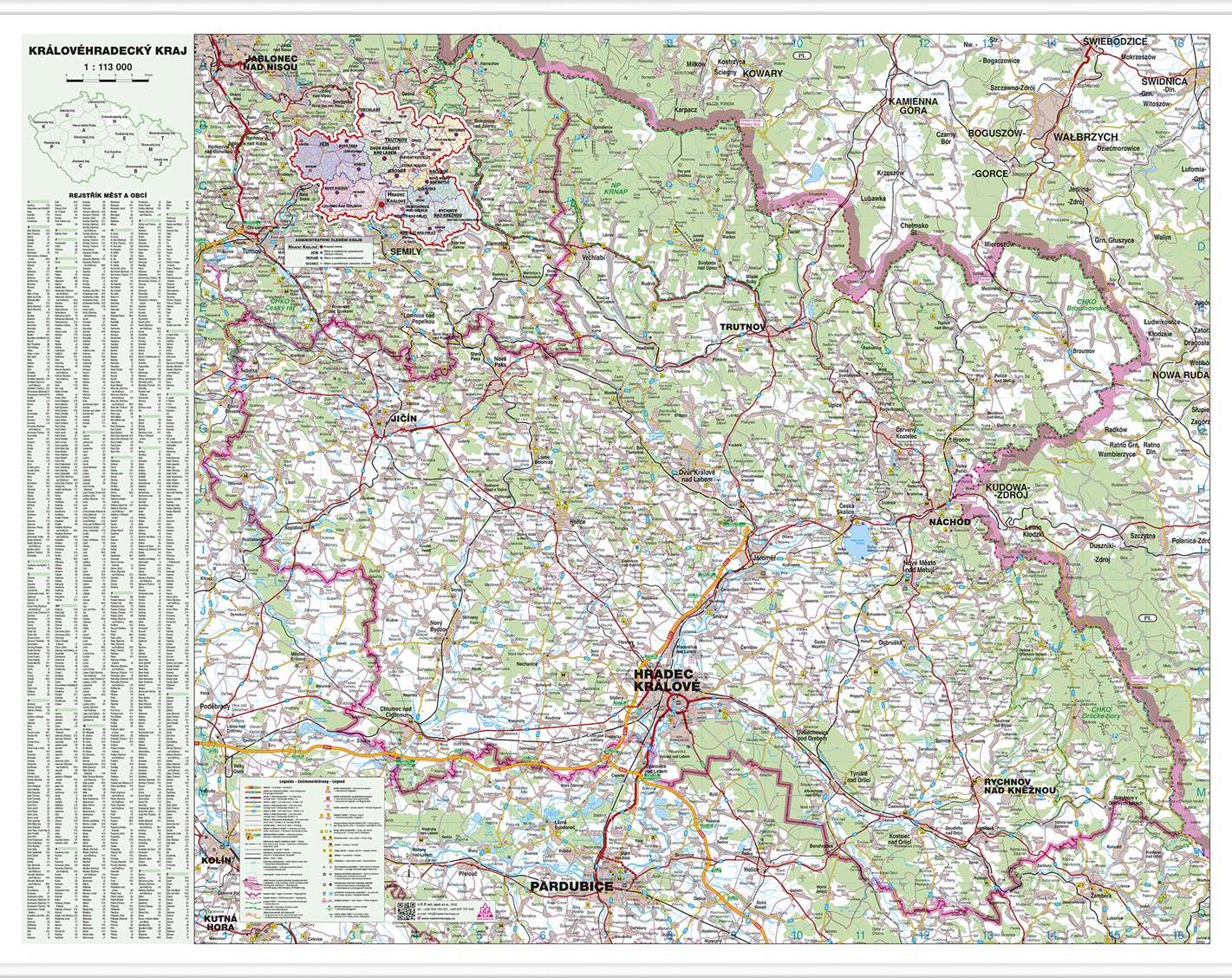 Nástěnná mapa Královéhradecký kraj (PF)