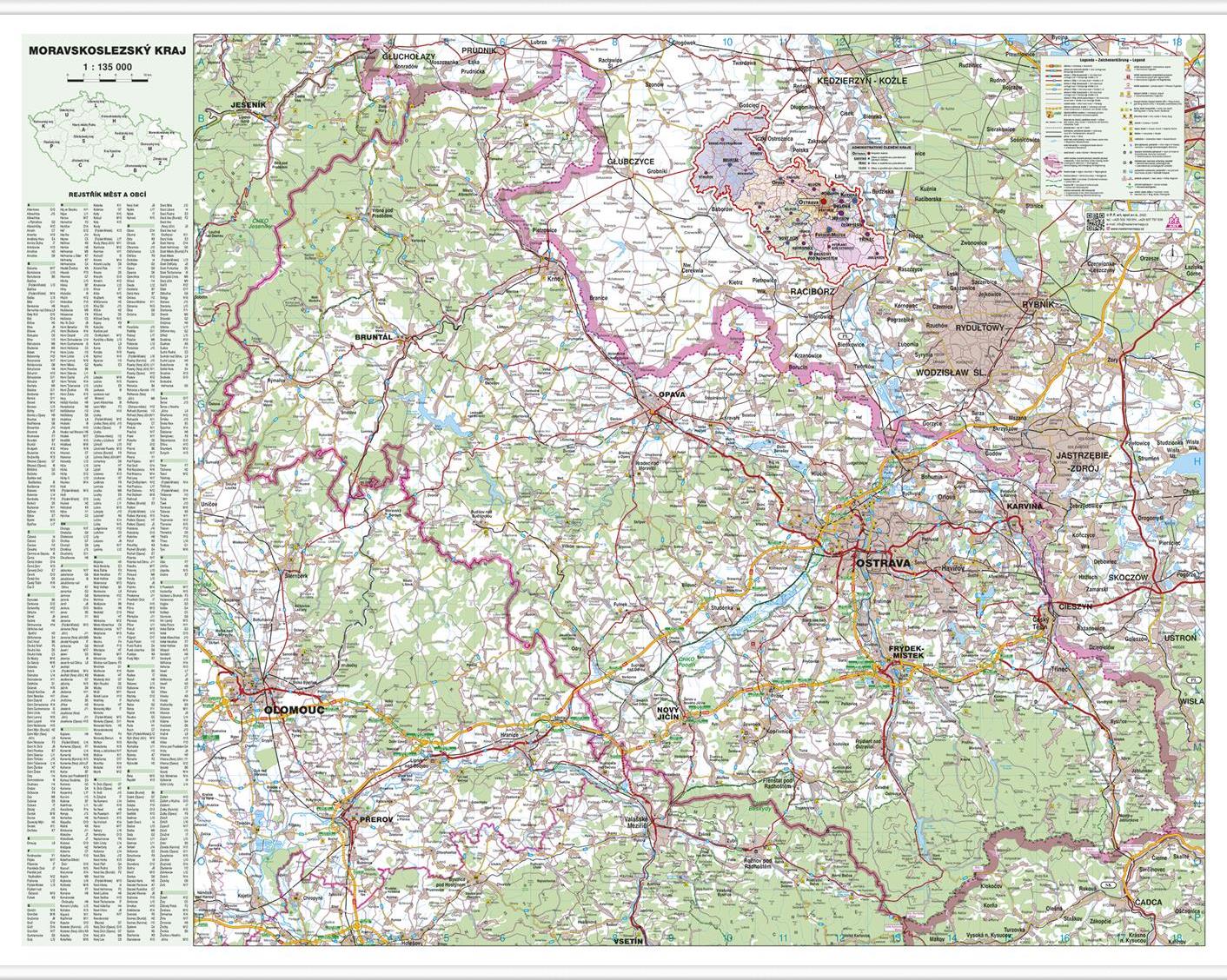 Nástěnná mapa Moravskoslezský kraj (PF)