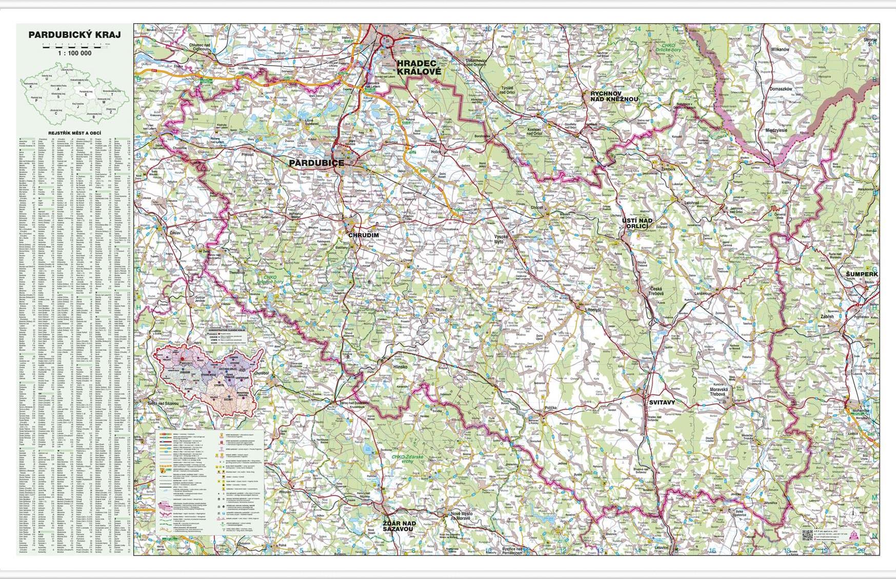 Nástěnná mapa Pardubický kraj (PF)