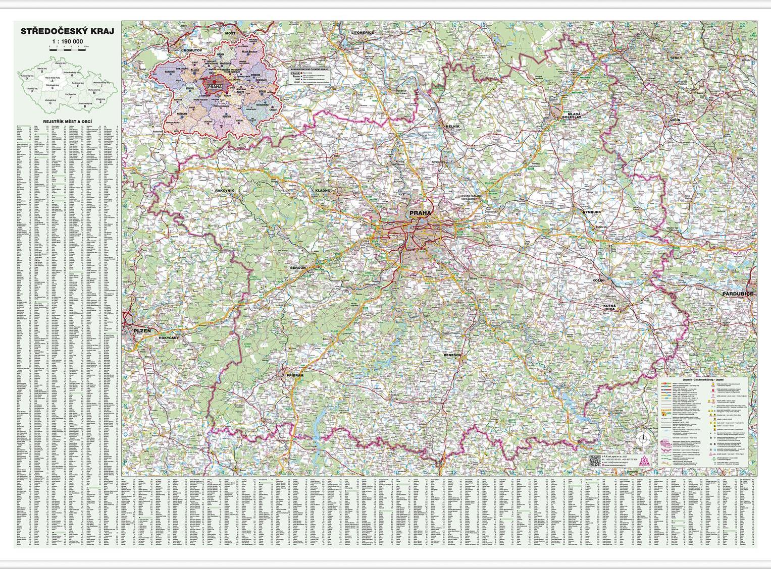 Nástěnná mapa Středočeský kraj (PF)