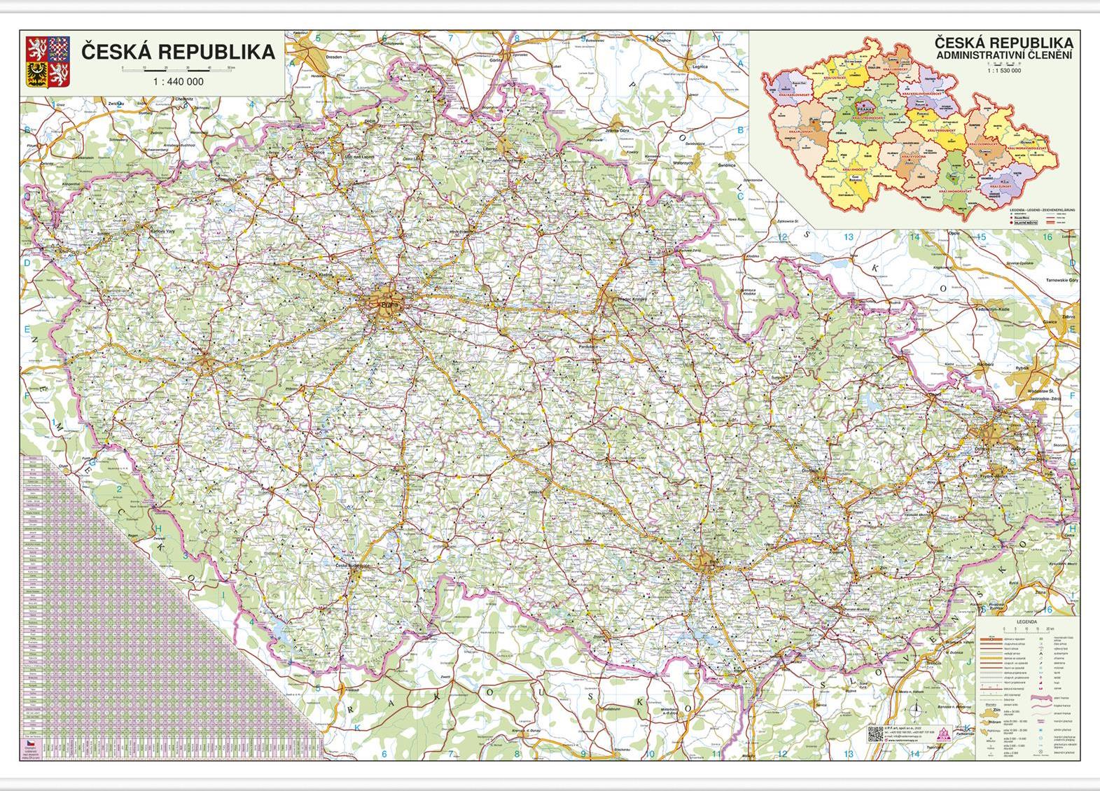 Silniční nástěnná mapa ČR PF440 - výprodej