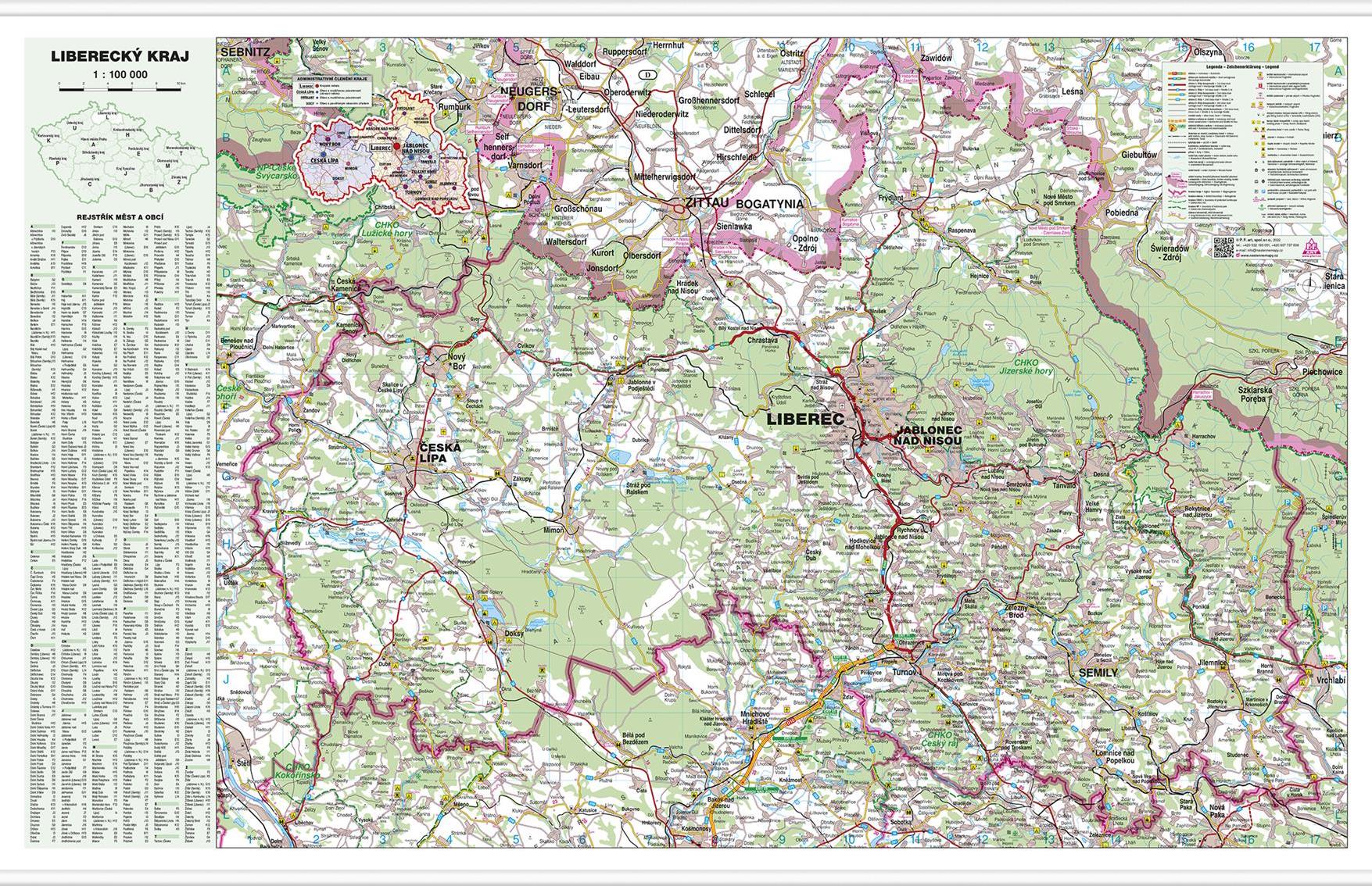 Nástěnná mapa Liberecký kraj (PF)
