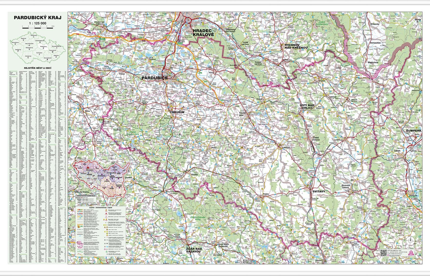 Nástěnná mapa Pardubický kraj (PF)