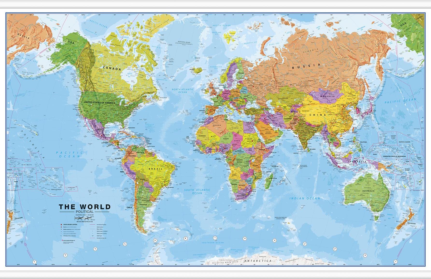 Politická nástěnná mapa světa 
