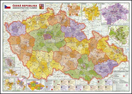 Administrativní nástěnná mapa krajů ČR PF320