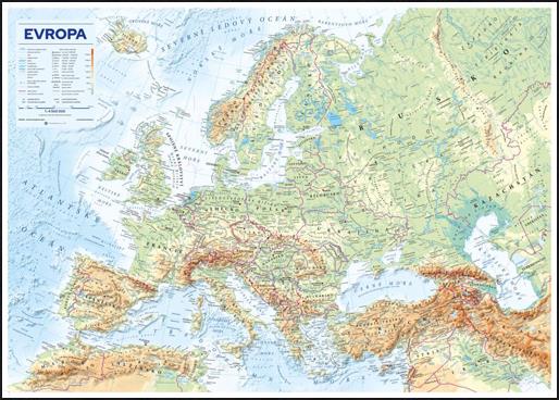 Zeměpisná nástěnná mapa Evropy v češtině EX4500