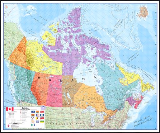 Politická nástěnná mapa Kanady
