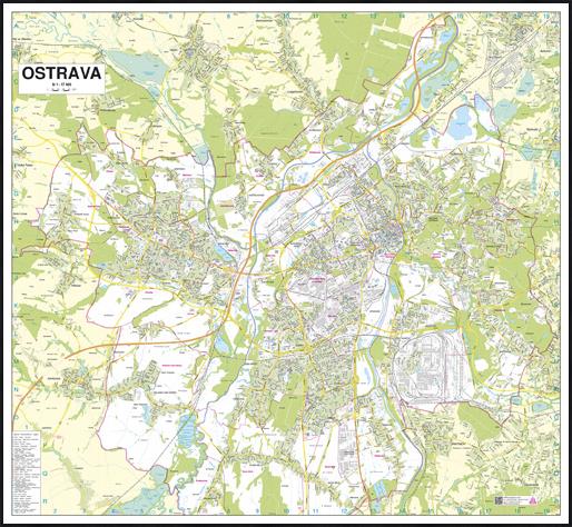 Nástěnná mapa Ostrava