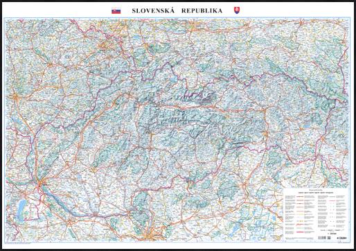 Silniční nástěnná mapa Slovenska LA400