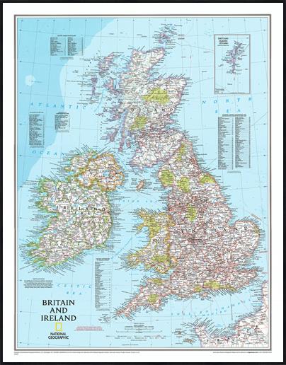 Nástěnná mapa Velké Británie a Irska