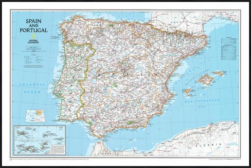 Nástěnná mapa Španělska a Portugalska